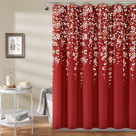 shower curtain with red